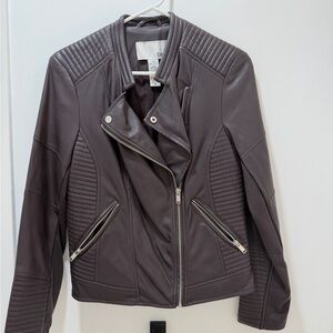 Bar III Dark Brown/purple Leather Jacket